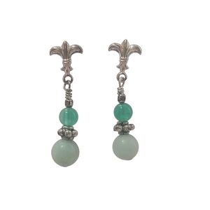 Vintage Sterling silver Fleur De Lis dangle Stud earrings